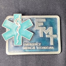 Vintage Belt Buckle EMT Emergency Medical Technician Solid Brass