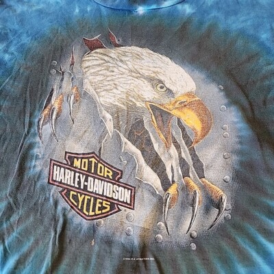 VTG Harley Davidson Screaming Eagle 3D Emblem Tie Dye T