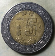 2018 bimetallic 5 pesos Mexican coin world coins collectible coin free shipping!
