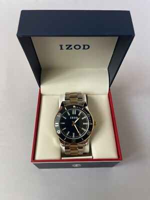 IZOD Men's Black Dial GOLD/SILVER Band Stainless Steel JAPAN