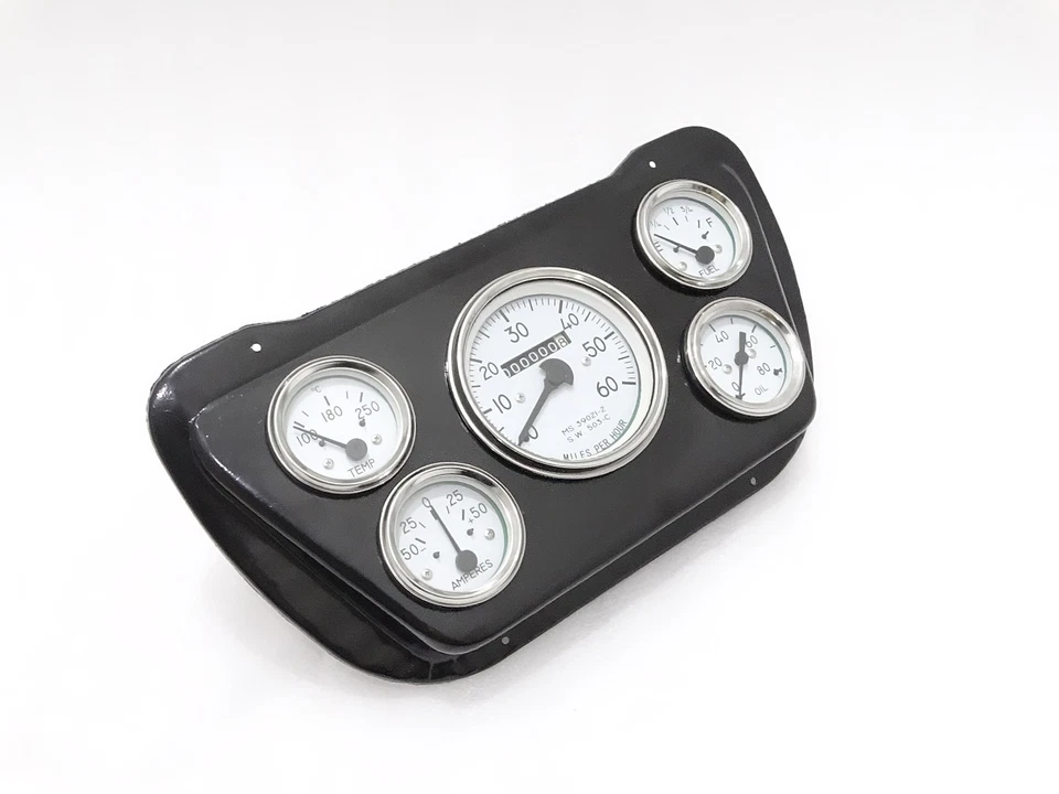 PLACA NEGRA COMPLETA MONTAJE VELOCÍMETRO CARA BLANCA PARA NUEVO WILLYS JEEP #G441 Foto 4 de 4