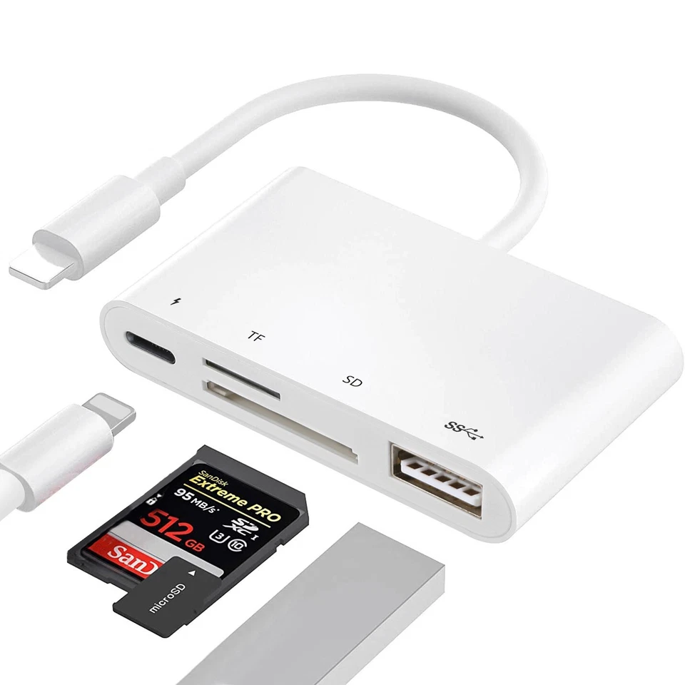 4 IN 1 iPad Adapter Card Reader Hub for 2021 Apple iPad 9th 8th 7th Gen Air 3 - Image 4 of 4