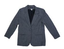 Sag Harbor Womens Gray Wool Blend Long Sleeve 1 Button Notch Lapel Blazer 10