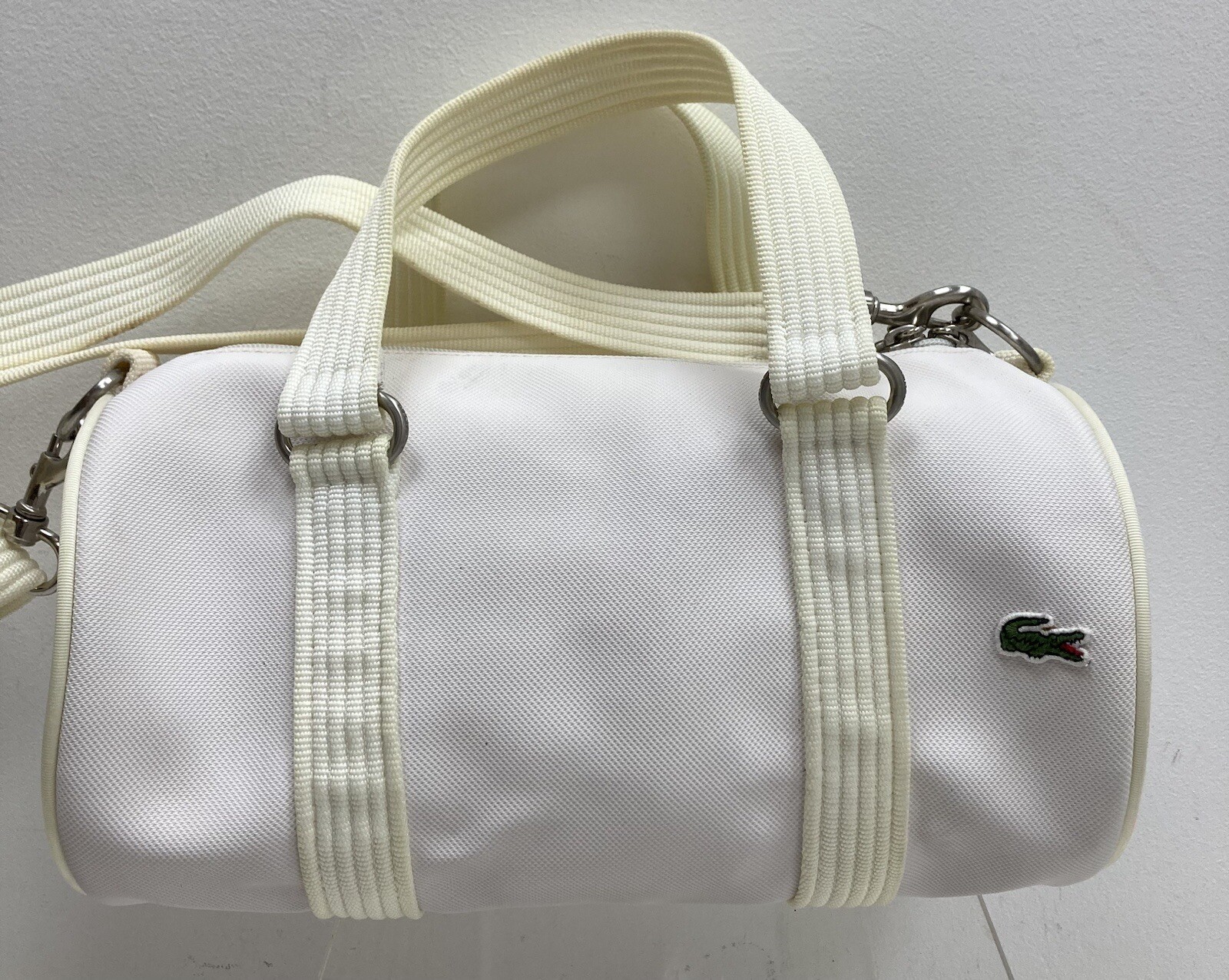 Borsa a tracolla/a mano retrò bianca Lacoste in PVC