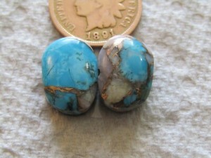 2 Blue Mojave Turquoise Peruvian Pink Opal Cabs 15 carats Mohave cabochons Sets