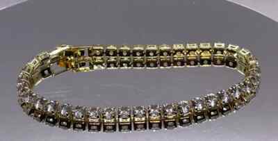 14k yellow gold over 925 silver tennis bracelet with lab created diamonds 7  lon