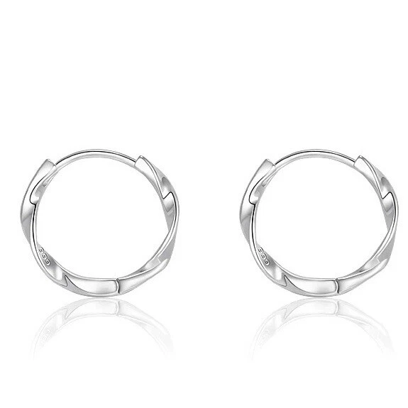 Pendientes Möbius de plata pura 999 de 16 mm aros retorcidos hipoalergénicos Foto 2 de 3
