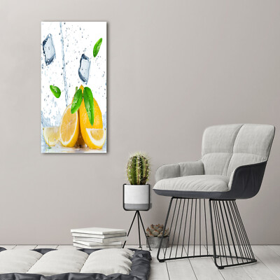 Tableau Sur Verre Trempé Tulup - Citron Vert Et Citron - 100x50 Cm - Style Moderne - Neuf Emballé