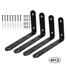 1/2/4PCS Metal Corner Braces Brackets Right Angle L-Shape Brace Bracket Black