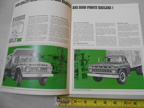 RARE 1966 FORD TRUCK F SERIES CAB 100 DEALER SALES BROCHURE PAMPHLET CATALOG - Picture 3 of 6