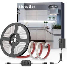 Ustellar Super Bright LED Strip Lights Under Kitchen Cabinet Lighting Waterproof