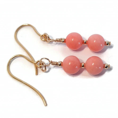 Pink Shell Pearl Earrings Dangle Drop Gemstone Earrings Vintage Style - Picture 6 of 10