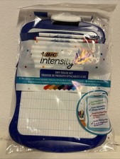 Bic Intensity Dry Erase Kit 9 Markers 2 Sided Board Eraser and Clip TEAL  NEW