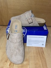 Birkenstock Boston Gray Suede Leather Womens ...