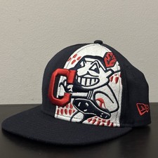 New Era 59FIFTY Cleveland Indians Swinging Chief Wahoo USA Fitted 7 1/8 Hat Rare