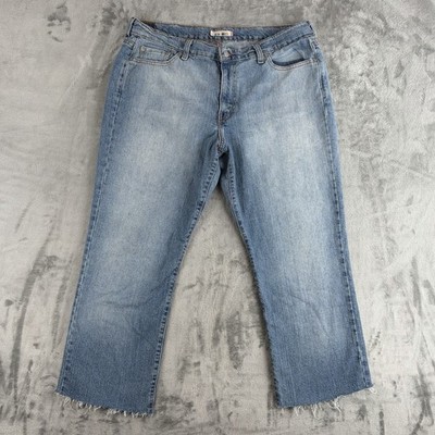 Levi s 505 Jeans Damen W36 L26 Hellblau Straight Leg Raw Hem Denim
