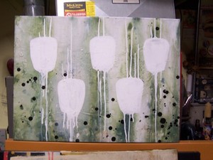 Abstract Canvas Painting  Art mixed media graffiti krylon 24" x 18"