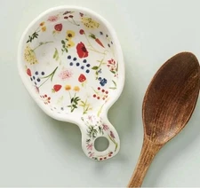 Anthropologie Appoline Spoon Rest Ceramic Floral Yellow
