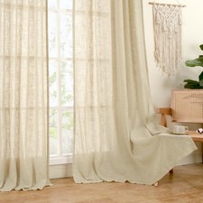 52 x 90 2 Panels Natural Textured Linen Sheer Light Filtering Curtains C253