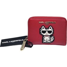 KARL LAGERFELD PARIS Red Zip-Around Wallet Ca...
