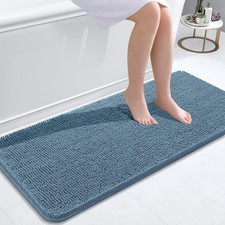 OLANLY Bathroom Runner Rugs 47x20, Soft Absorbent 47" X 20", Airy Blue