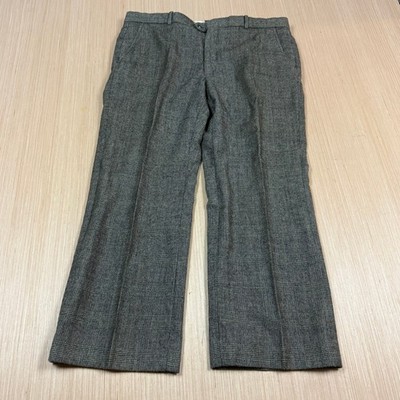 Vintage 60s Wool Glen Check Atomic Drop Loop pants opti zip 38x26 Black White