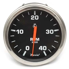 Faria Boat Diesel Tachometer Gauge TD9681A | 3 3/8 Inch Euro Black SS