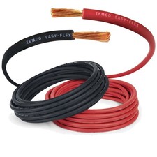 TEMCo 4 AWG 25 Ft Dual Color Pure Copper Battery Cable - Versatile for RV, Truck