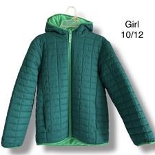 Cat Jack Kids Teal Puffer Jacket With Hoodie Full Zip Size Kids Large