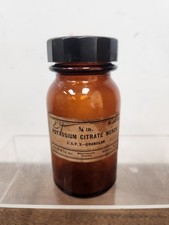 VINTAGE POTASSIUM CITRATE BROWN APOTHECARY BOTTLE - MERCK & CO CHEMISTS