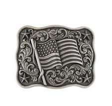 Nocona Mens Belt Buckle 3.5 x 2.75 in Flag Western Belt USA Rectangle