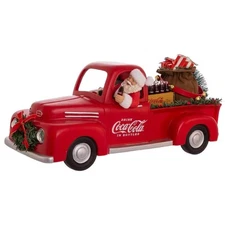 Kurt Adler Coca-Cola (#CC5211) Santa Truck Christmas Decor Figurine, Red, 14"