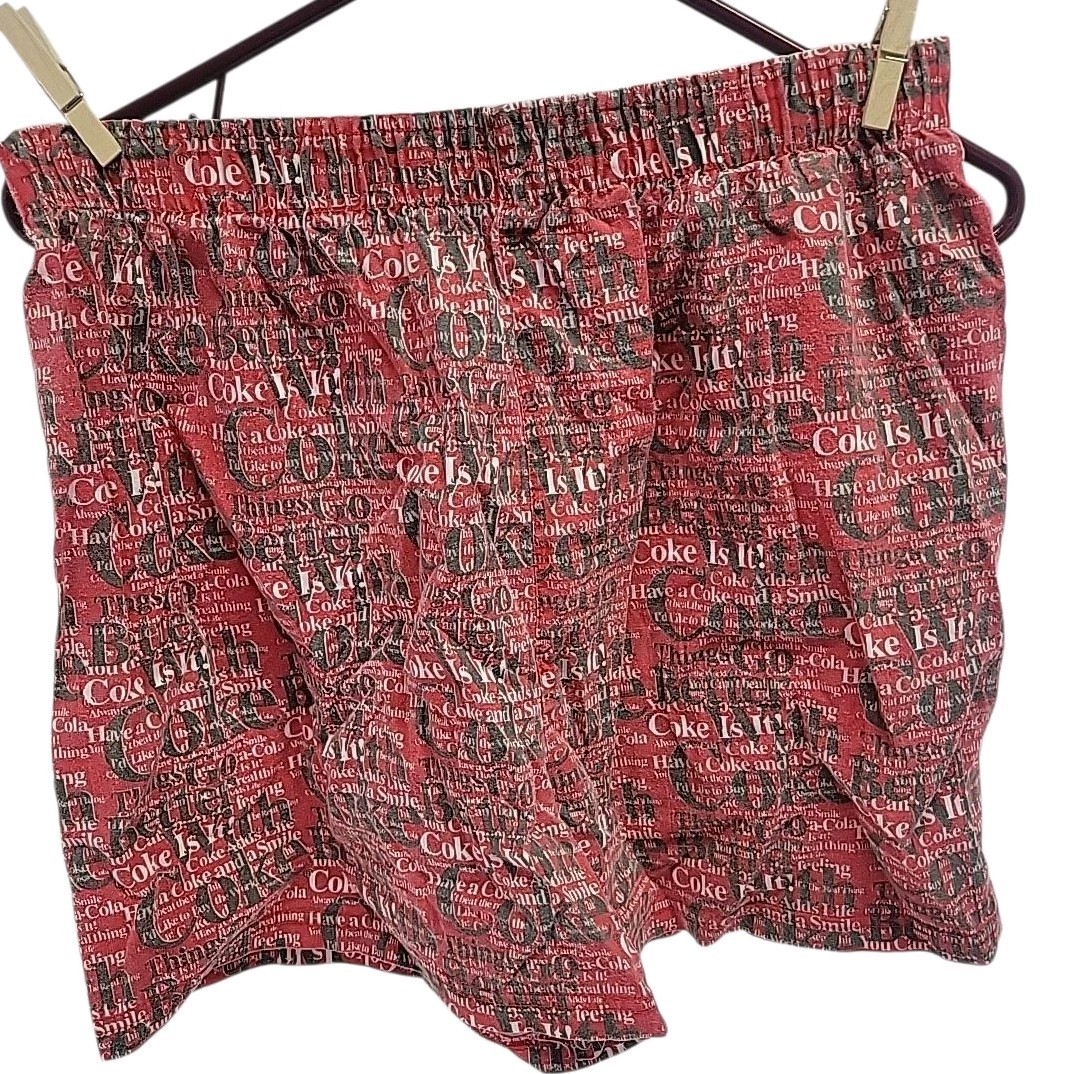 Vtg MENS COCA COLA RED BOXER SHORTS Coke SIZE L USA