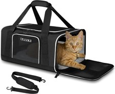 Dog Cat Carrier with Safety Lock Zipper Black , Soft Dog Carrier for 1-8 LB
