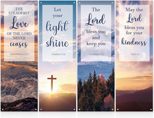 4Pcs Church Banners with Scripture for Sanctuary Wall Worship Classical Christia