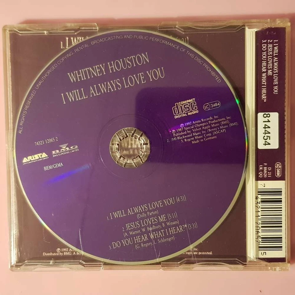 WHITNEY HOUSTON I Will Always Love You  VG+/VG+ (MCD) - Bild 3 von 3