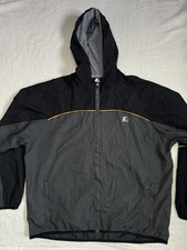 Starter Brand Men's Black and Grey Zip Up Windbreaker Jacket With Yellow Piping