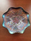 Super Stippled Purple Northwood Carnival Glass Grape & Cable Large Ruffled Bowl
