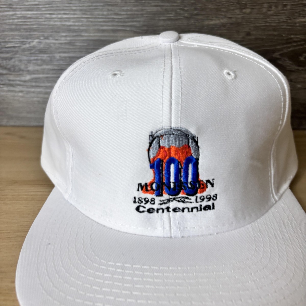Vintage Monessen Centennial Hat Cap Snap Back White Embroidered Mens 1990s View 2