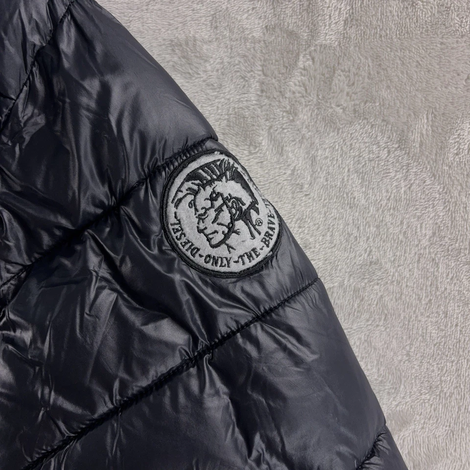 Chaqueta Diesel Puffer Juvenil Talla 10/12 Negro Azul Abrigo de Invierno Acolchado con Capucha Foto 4 de 4