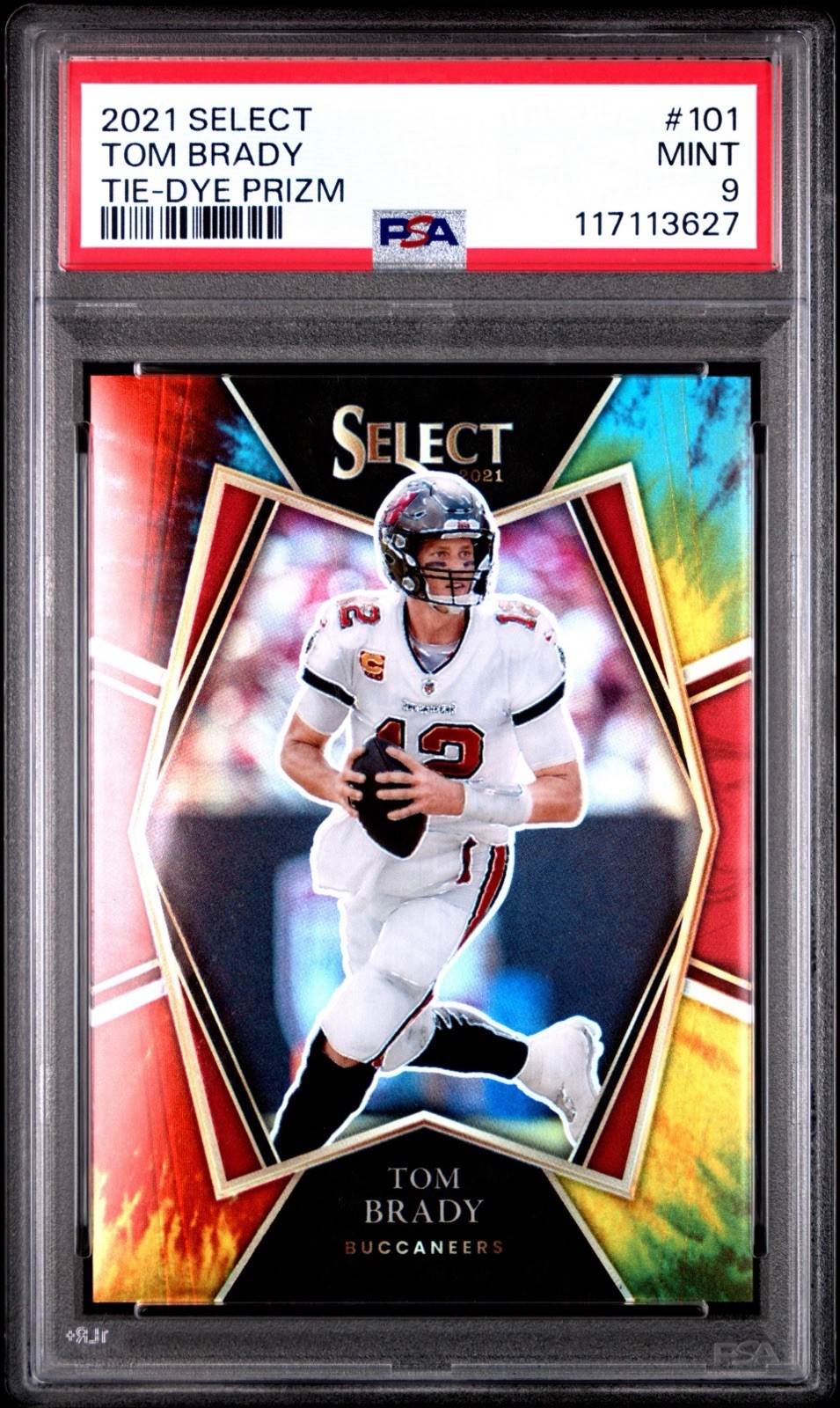 2021 Panini Select Tom Brady Tie Dye /25 Premier Level #101 PSA 9