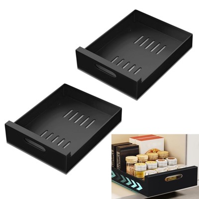 Kitchen Drawer Organizer Telescopic Slide Out Black for Cabinet Storage Shelf