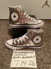 DS Converse Chuck Taylor All Star Hi Top Metallic Granite Silver Women s Sz 6.5