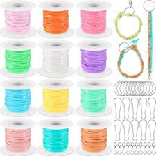 Gimp String Kit, 12 Rolls Lanyard String Plastic Lacing Cord 131yd Elastic