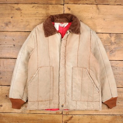 Vintage Blizzard Pruf Jacke L Herren 80er beige isoliert Workwear Canvas Full Zip