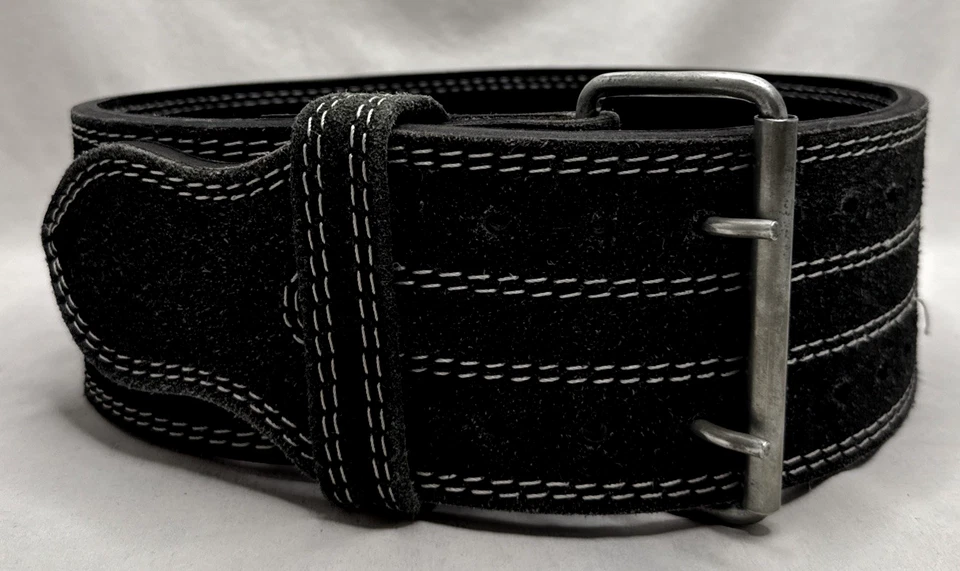 "Cinturón Flex Sports Powerlifting 2 puntas - cuero negro/gamuza (mediano) 32""-38""" Foto 2 de 4