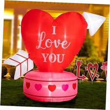 5ft Inflatable Valentine's Heart with Arrow, Blow Up Yard Decorations for