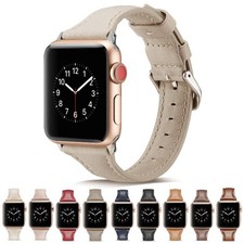 Women for Apple Watch 9 8 7 6 5 SE 40/44/41/45mm Slim iWatch Leather Band Strap