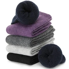  Merino Wool Socks Thermal Warm Winter Thick Hiking Boot Medium Solid Color B