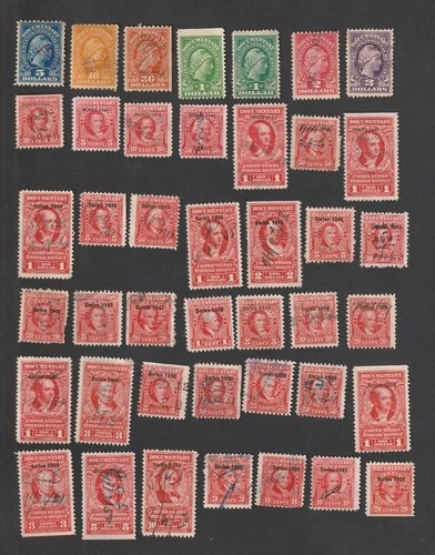 US Stamps, Collection , Documentary Revenue, used, see below